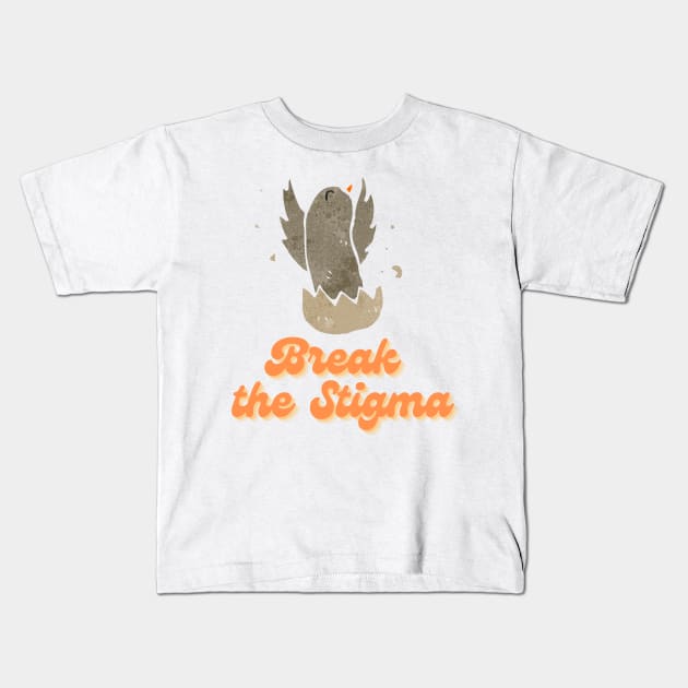 Cute Bird Break the Stigma Kids T-Shirt by DesignCravings